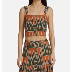 Veronica Beard Top Womens XL Tiffany Cropped Colorful Folkloric Boho Chic Casual